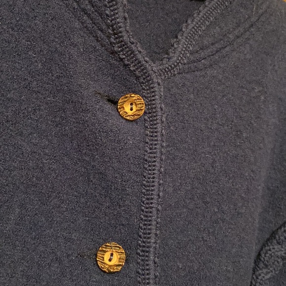 VINTAGE Tyrol jacket. 100% boiled wool. Navy blue with wood-look buttons. - Picture 6 of 12
